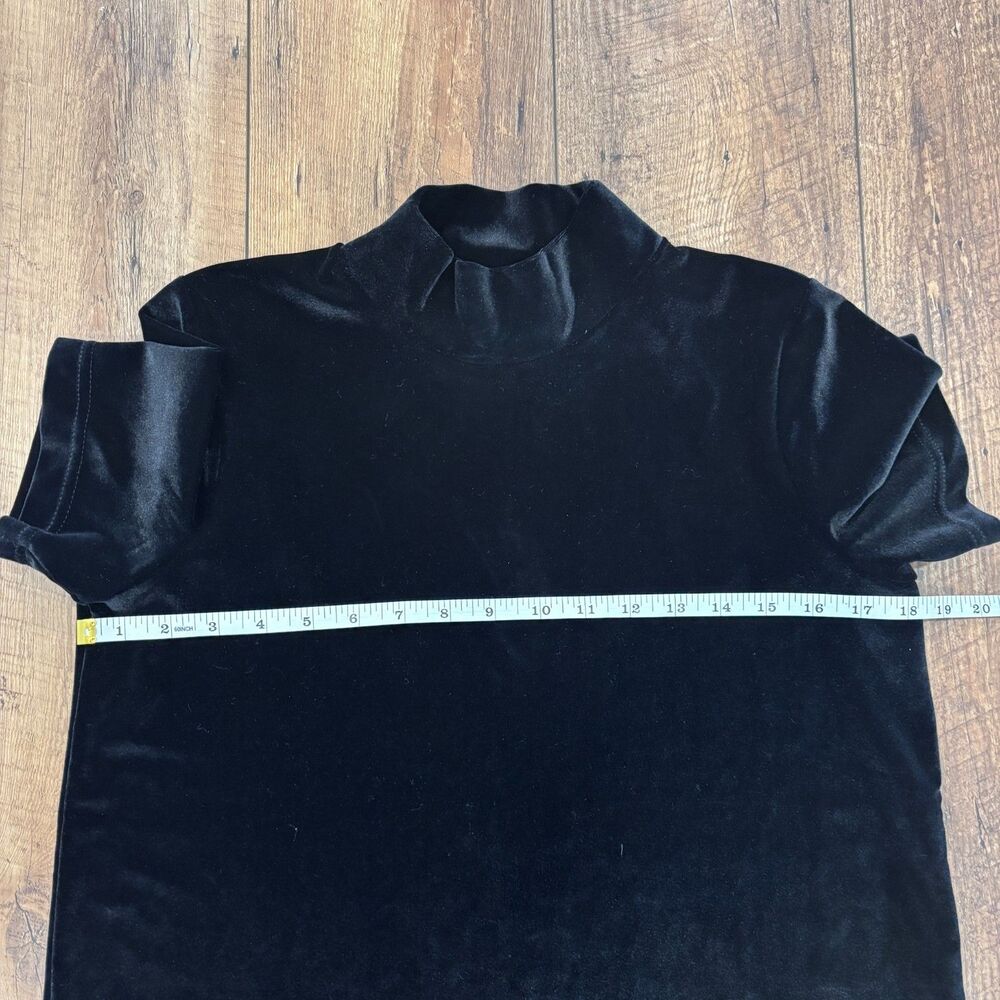 Madewell H2540 Solid Black Velvet Short Sleeve Mock Neck Dress Size Small - Picture 7 of 8